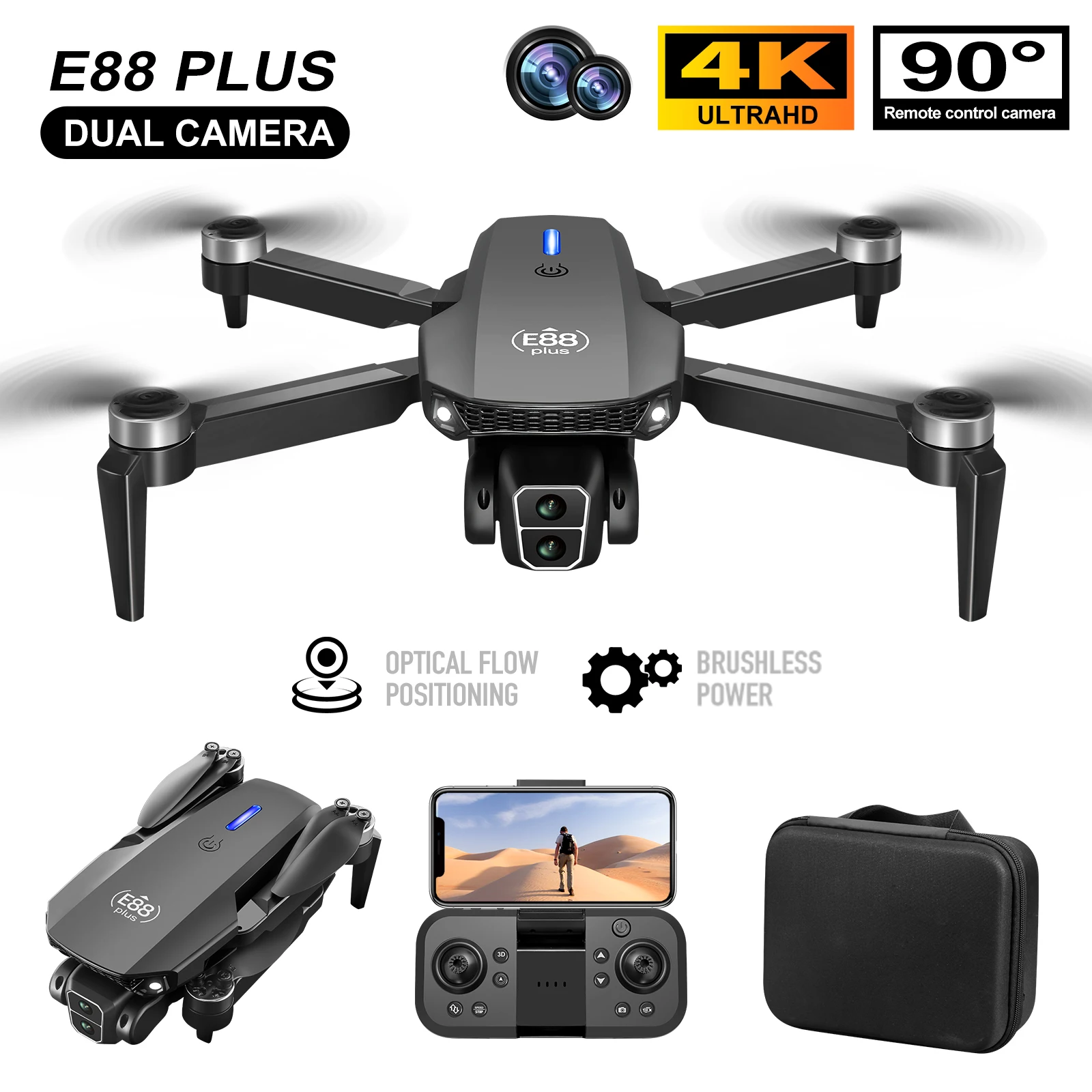 Drone Camera 4K - Nouveau drone quadrirotor E88 Plus :